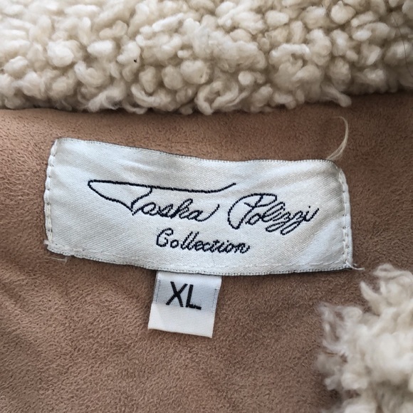 Faux shearling great coat XL from Tasha Polizzi. Light tan with cream interior - Picture 2 of 14
